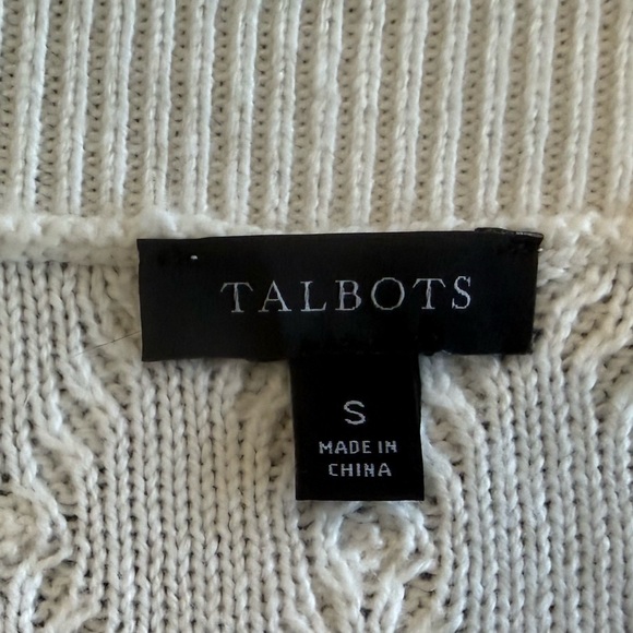 Talbots Cream Cable-knit Valentine Sweater - Picture 3 of 8